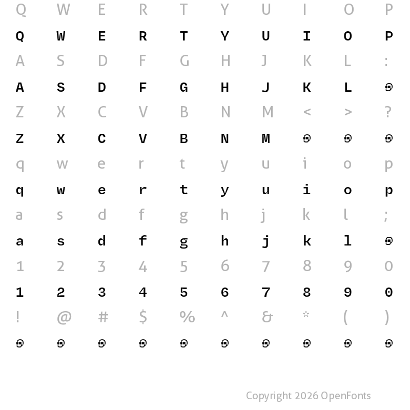 Character Map of Degular Mono Demo Semibold