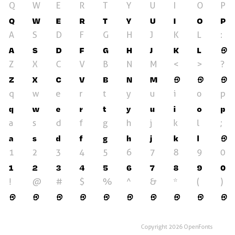 Character Map of Degular Text Demo Black