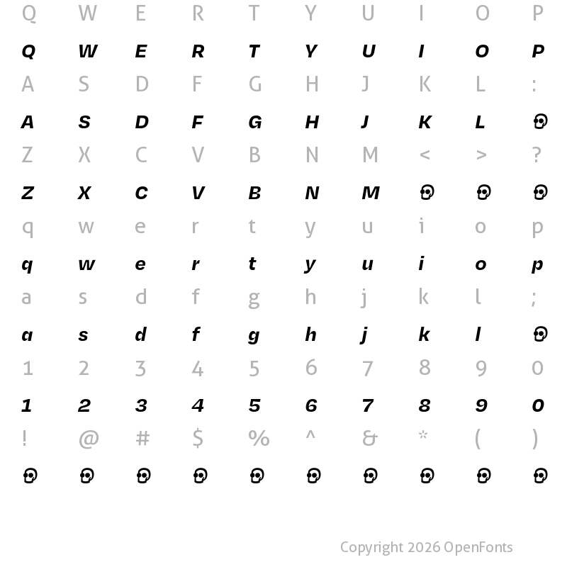 Character Map of Degular Text Demo Bold Italic