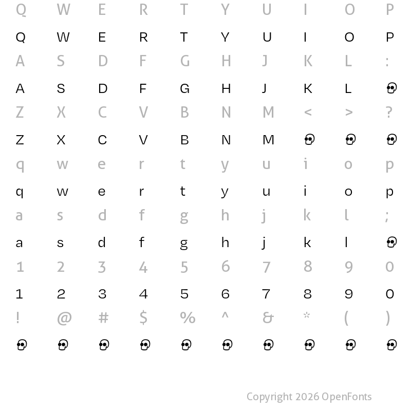 Character Map of Degular Text Demo Regular