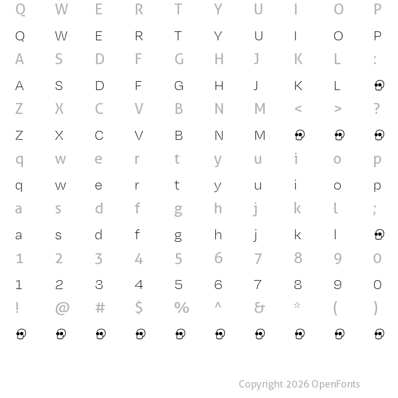 Character Map of Degular Text Demo Thin