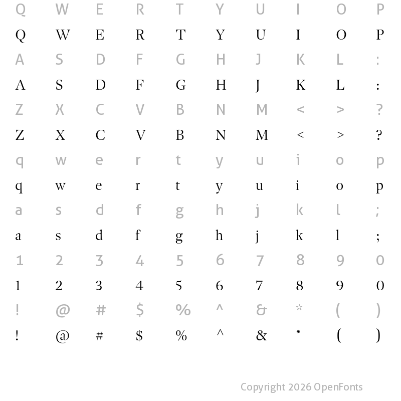 Character Map of Dejanire Headline Light