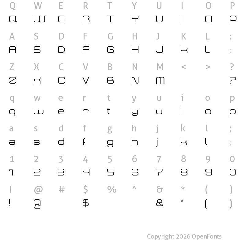 Character Map of Dekers_light Dekers_light