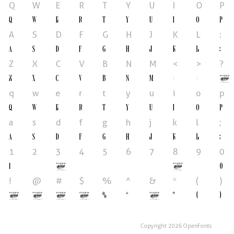 Character Map of Delamoore Regular