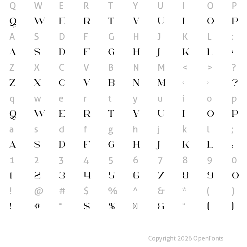 Character Map of Delanie Regular