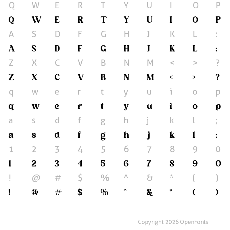 Character Map of Delaris Regular