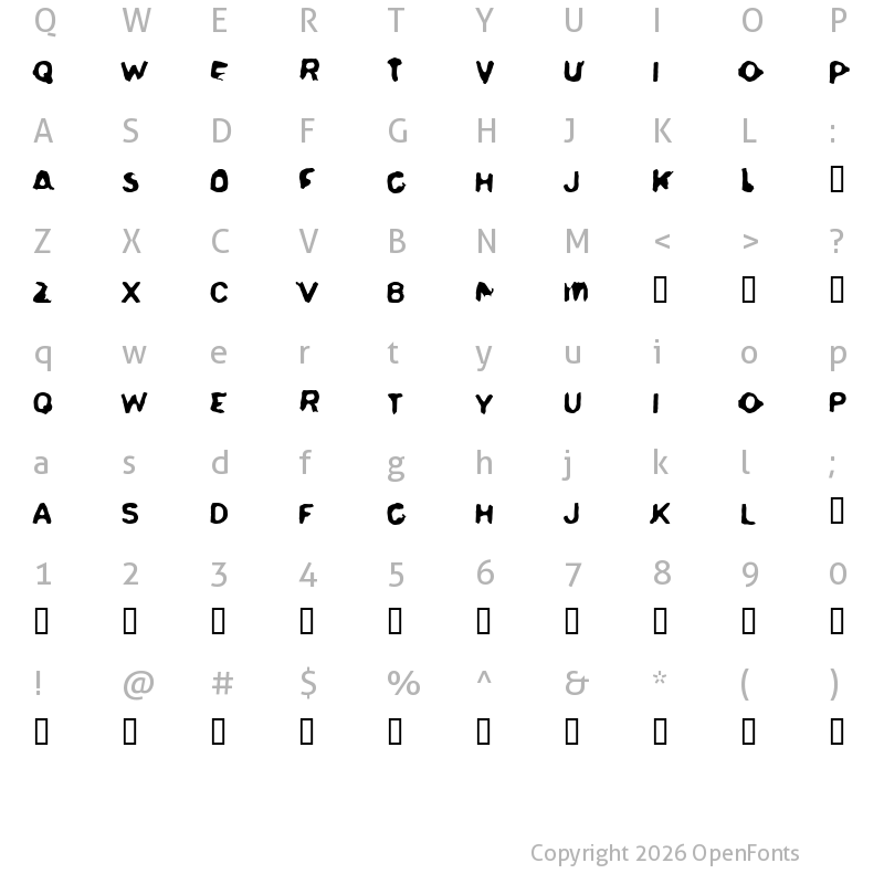 Character Map of Delerium Regular