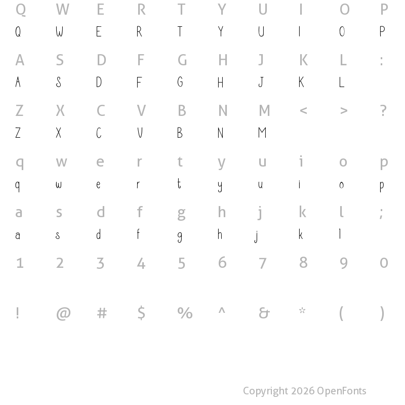 Character Map of Delfigray Regular
