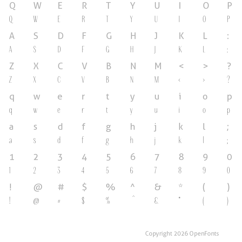 Character Map of DelgadoSans DelgadoSans