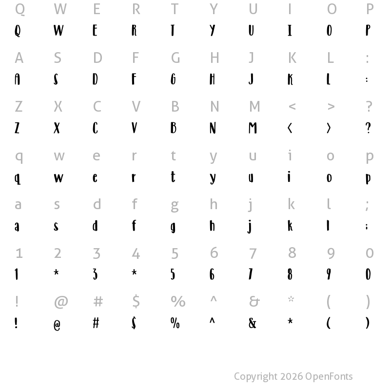 Character Map of Deliberately DEMO Regular