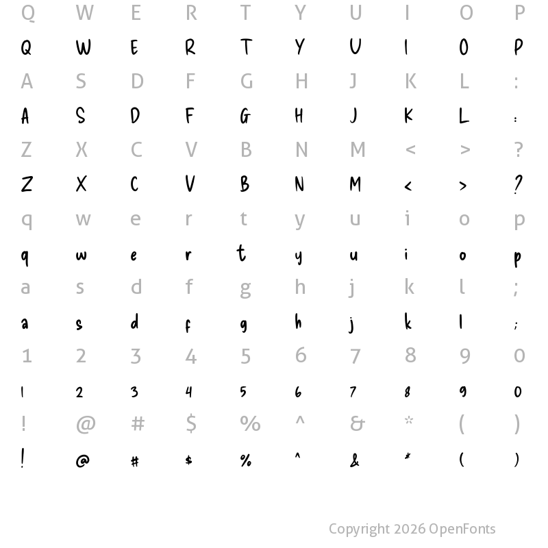Character Map of Delicious Handrawn Regular