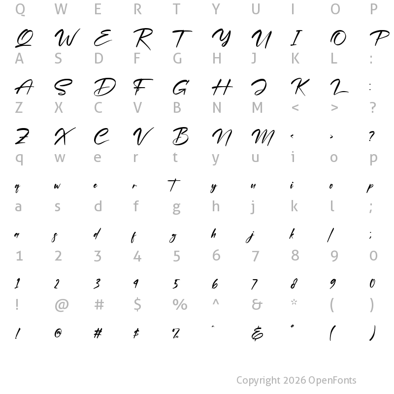 Character Map of Deligante Smithasa Regular