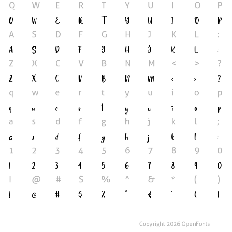 Character Map of Delighted Regular