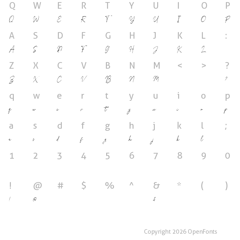 Character Map of Delistan Regular