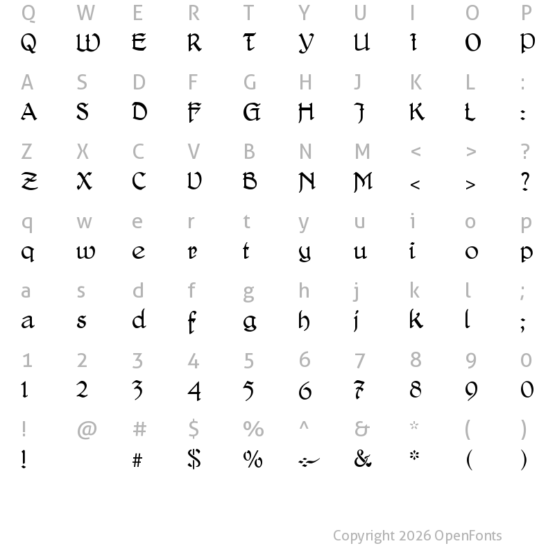 Character Map of DelitschAntiqua Regular