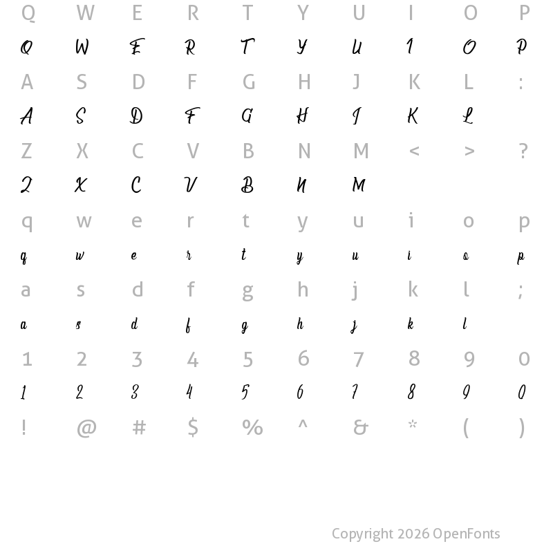 Character Map of Deliverance Script Regular