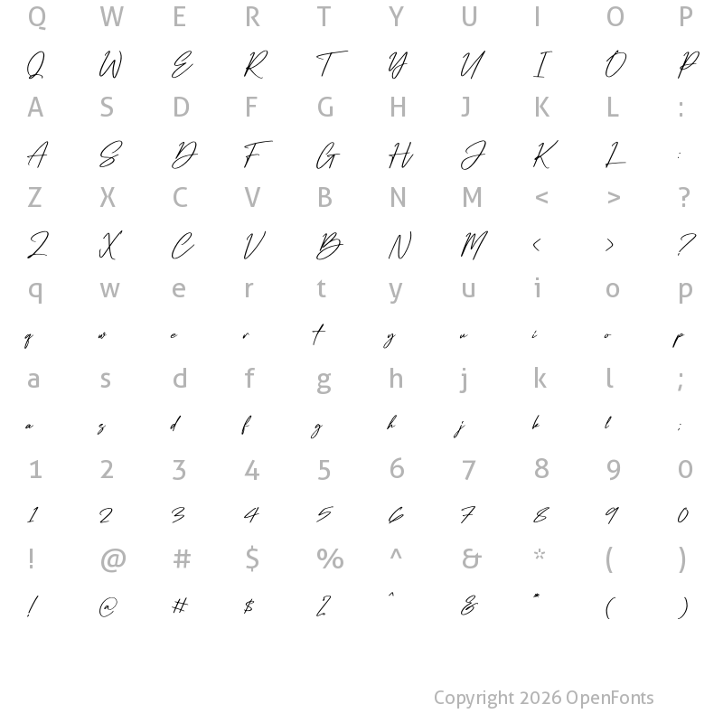 Character Map of Dellyani Regular