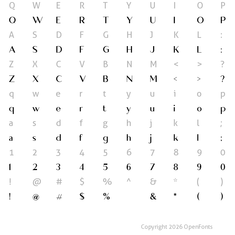 Character Map of Delmon Delicate Regular
