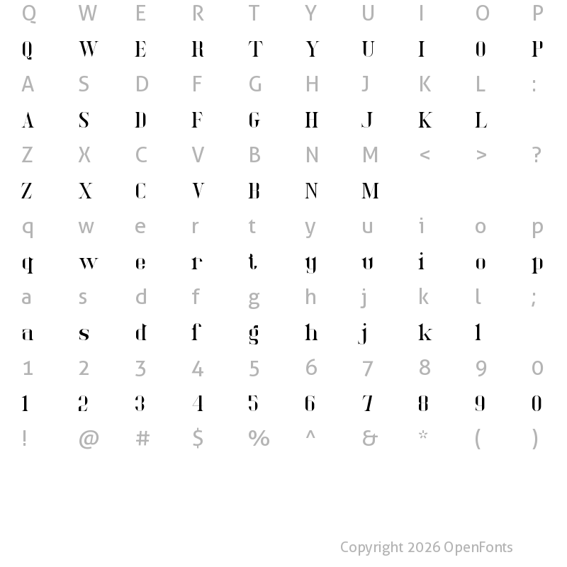 Character Map of Delucy Demo Regular