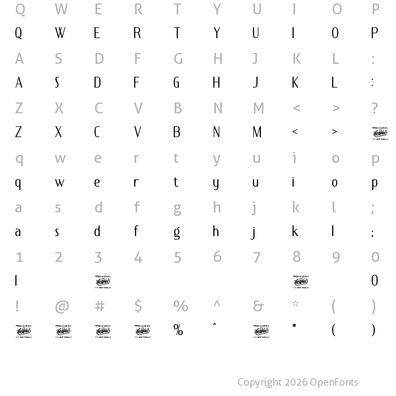 Character Map of DELUXES BOLD