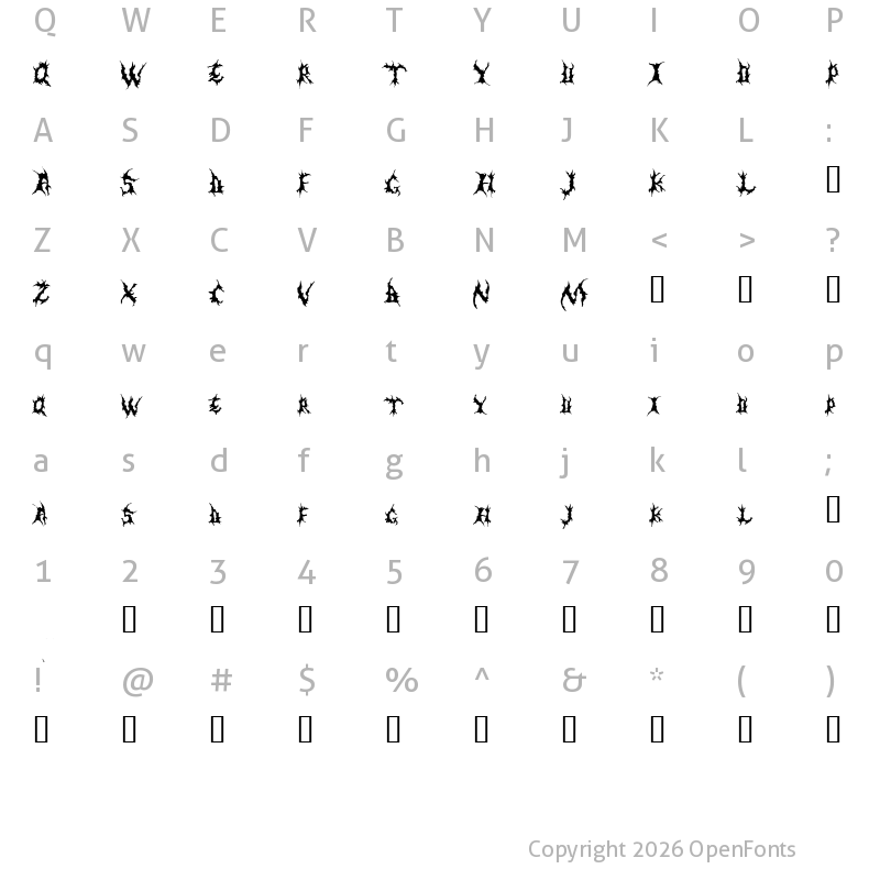 Character Map of Dementia Demo Regular