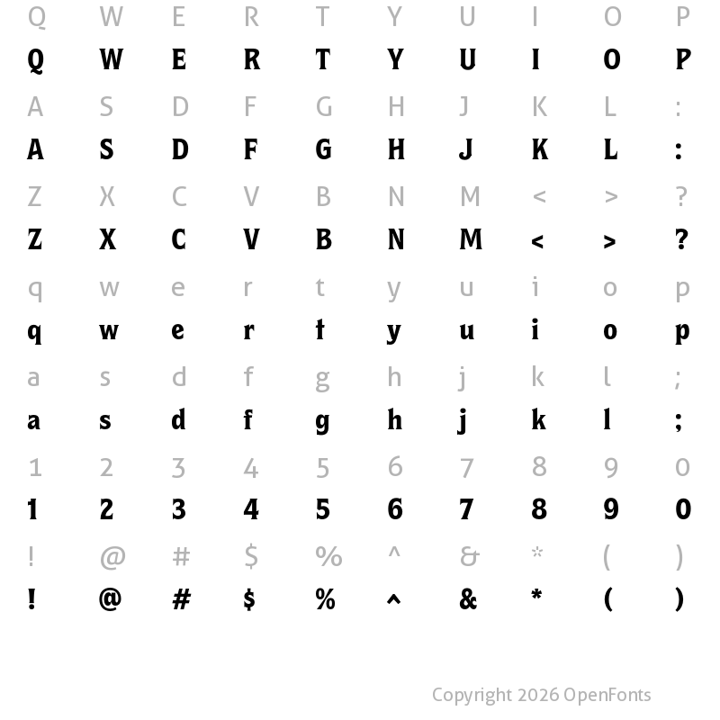 Character Map of Demo Osbert Text Bold