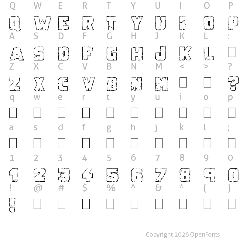 Character Map of Demolition Crack Regular