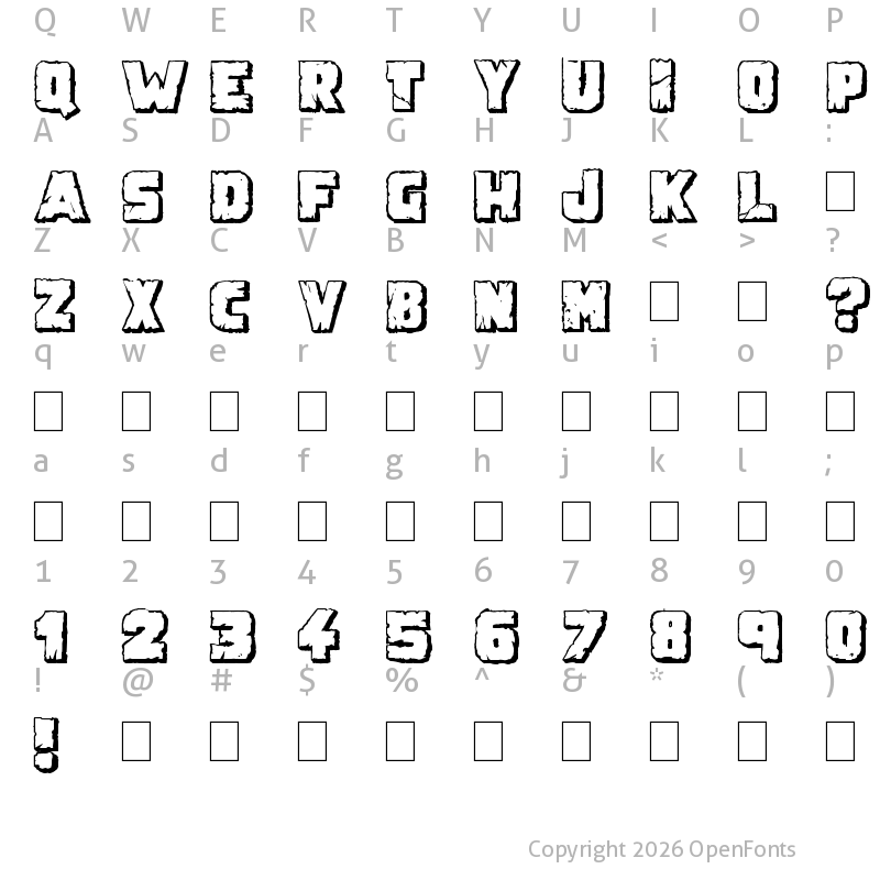 Character Map of Demolition Crack Shadow Regular
