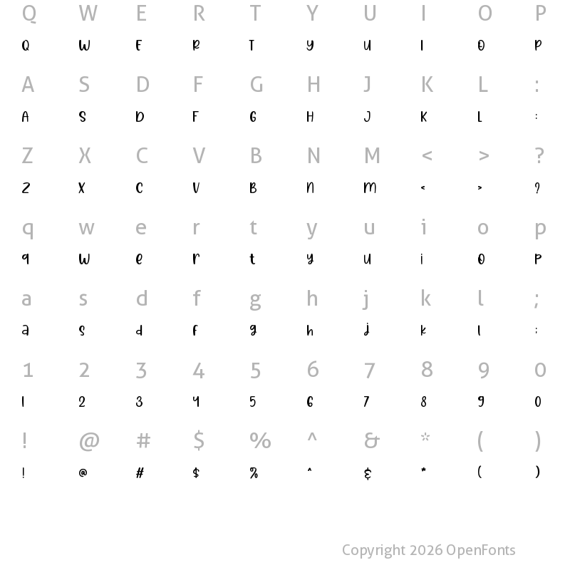Character Map of Denisa Crishtine Regular