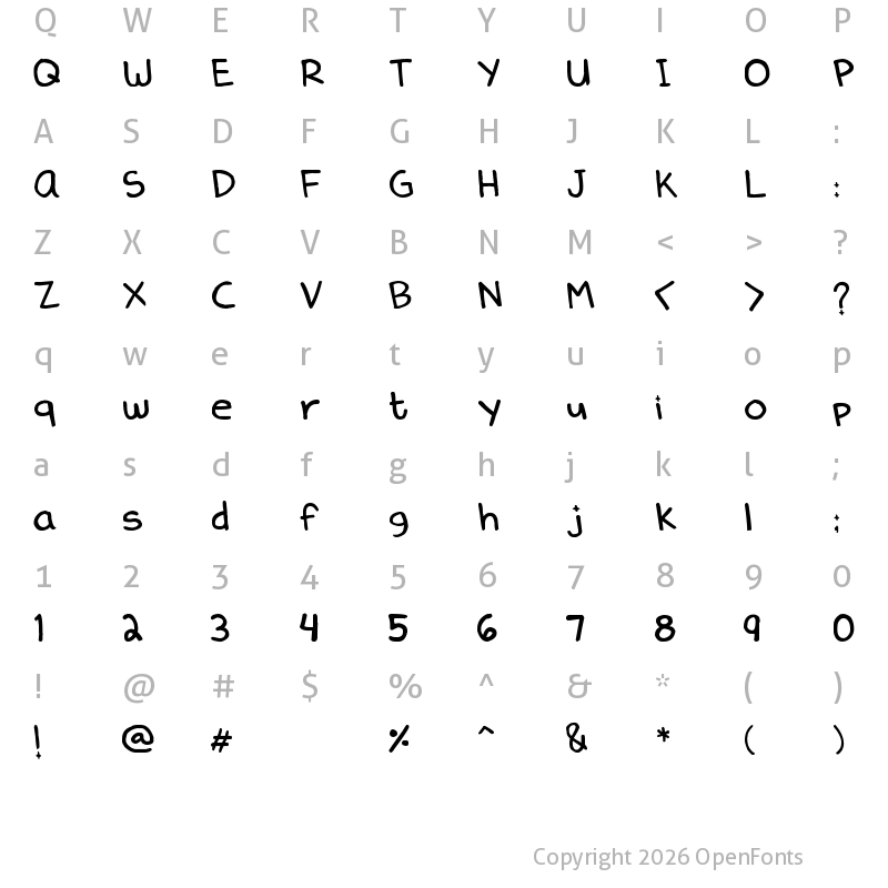 Character Map of Denne Delica Regular