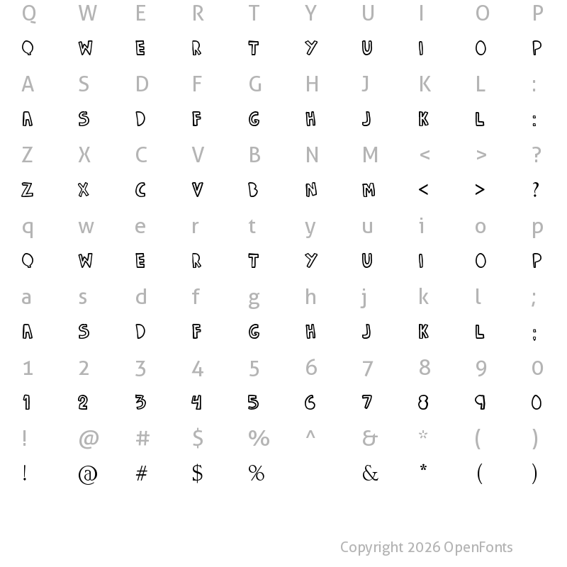 Character Map of DENNE | Fuchoor Regular