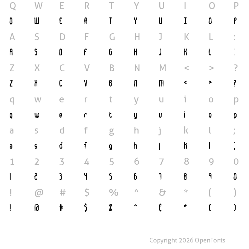 Character Map of Dented BRK Regular
