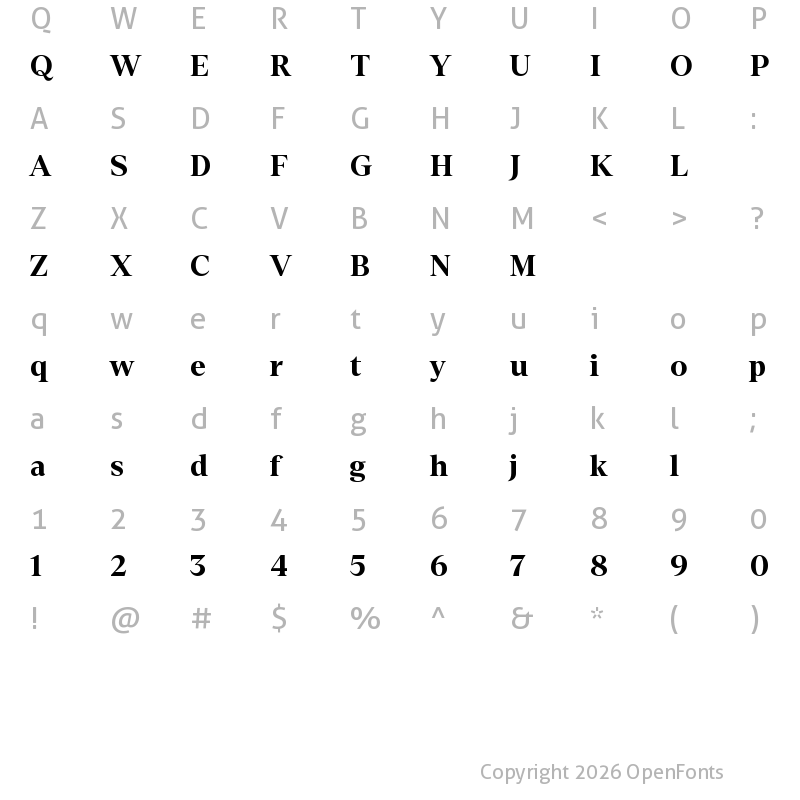 Character Map of Denton Bold