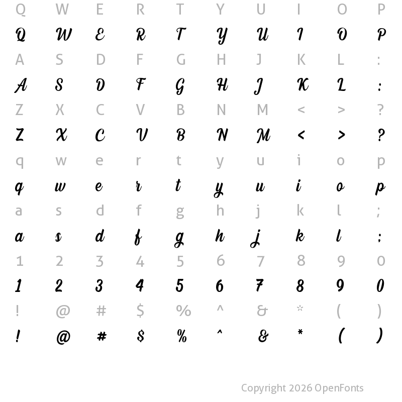 Character Map of Dephiana Regular