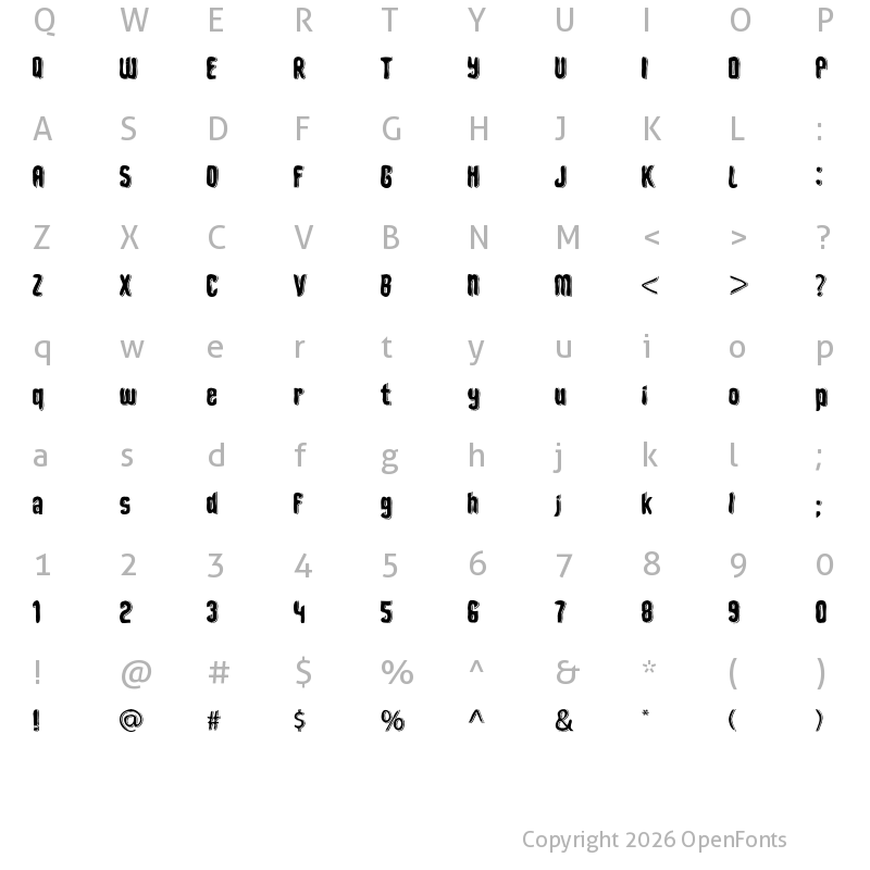 Character Map of Depth of Toonizm Regular