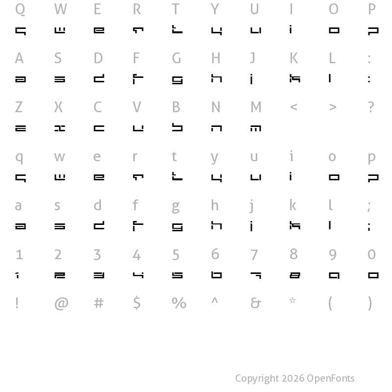 Character Map of depthcore public Regular