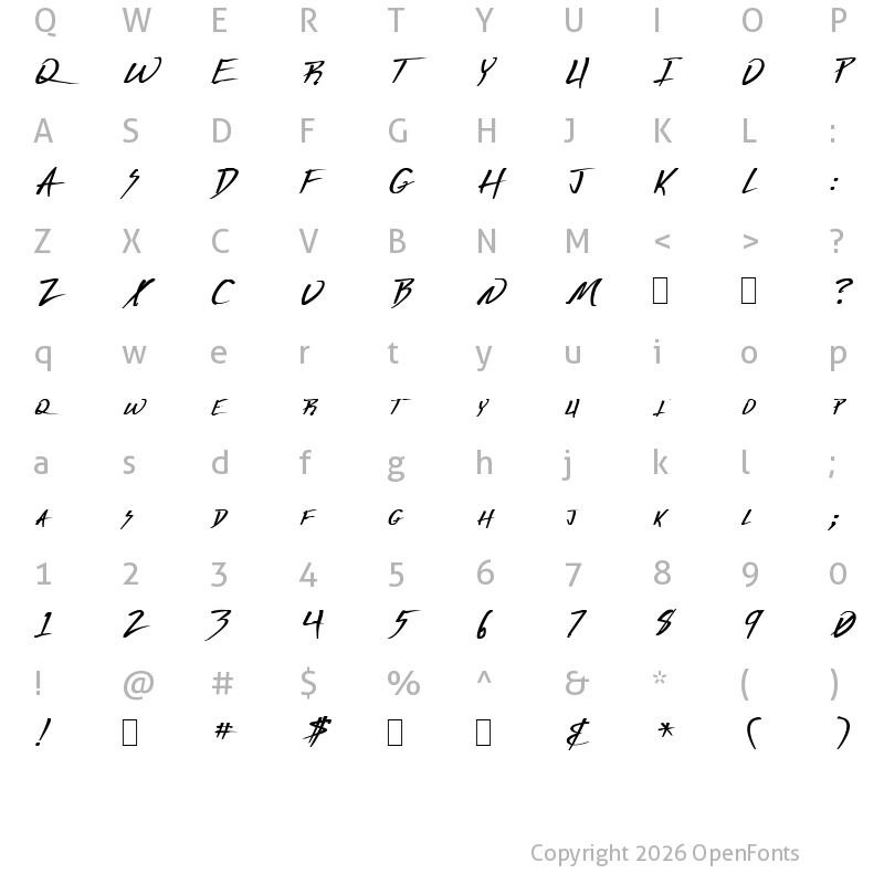 Character Map of Deranged 1 Regular