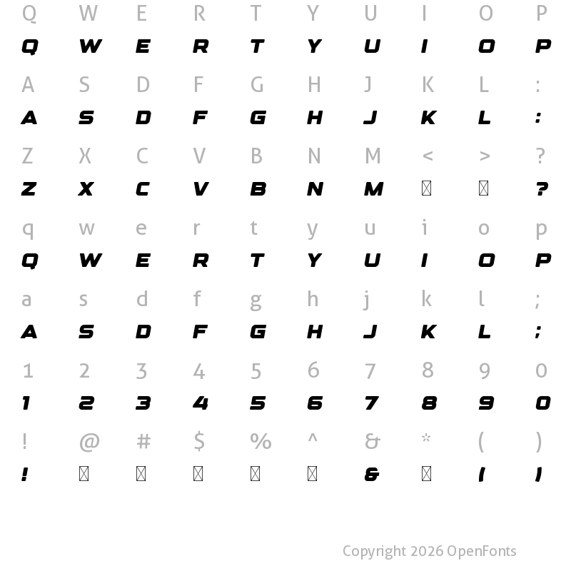 Character Map of Design Regular