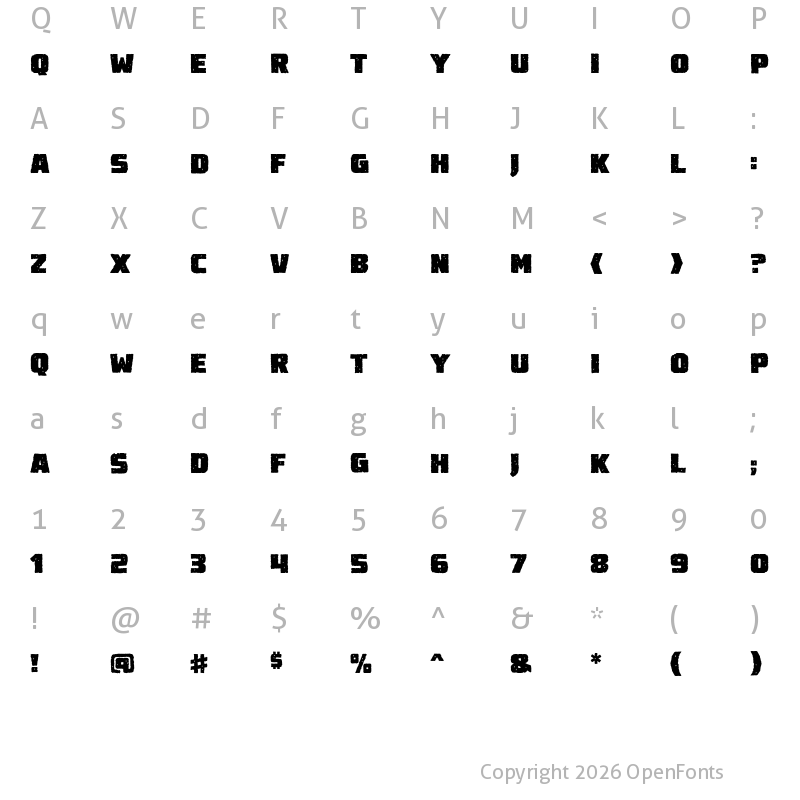 Character Map of Destroy Earth Rough BB Regular