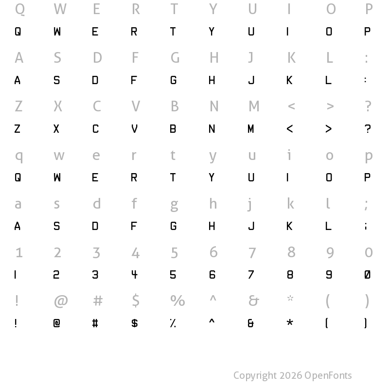 Character Map of Dev Gothic Regular