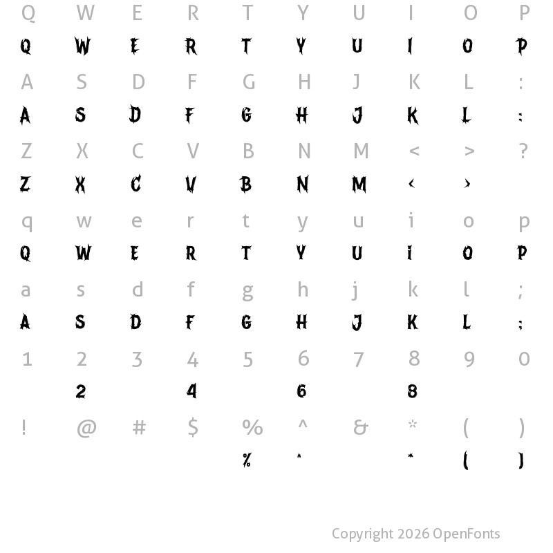 Character Map of Devils Crew Regular