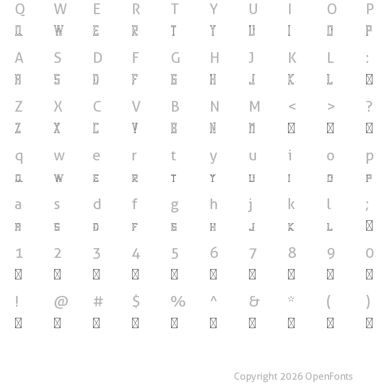 Character Map of Dezert Demo Outline Dash