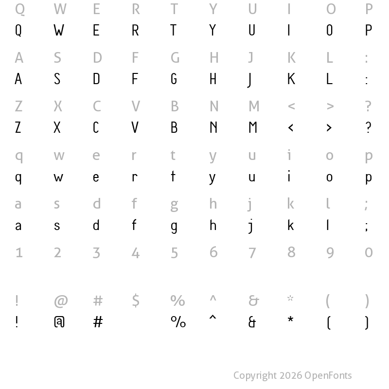 Character Map of Diamante Light