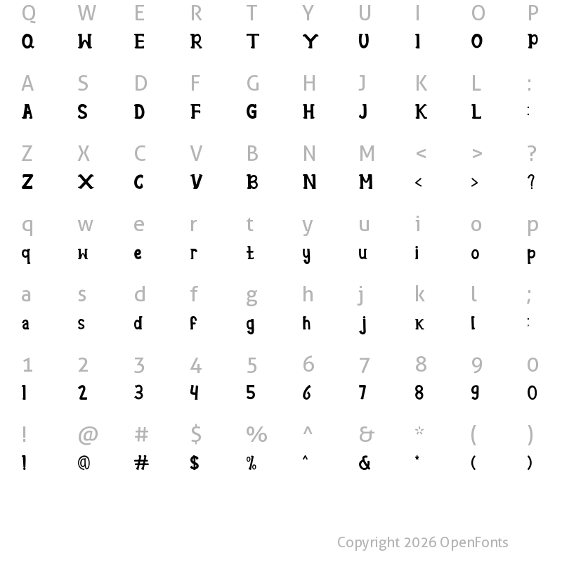 Character Map of Dicky Dance Regular