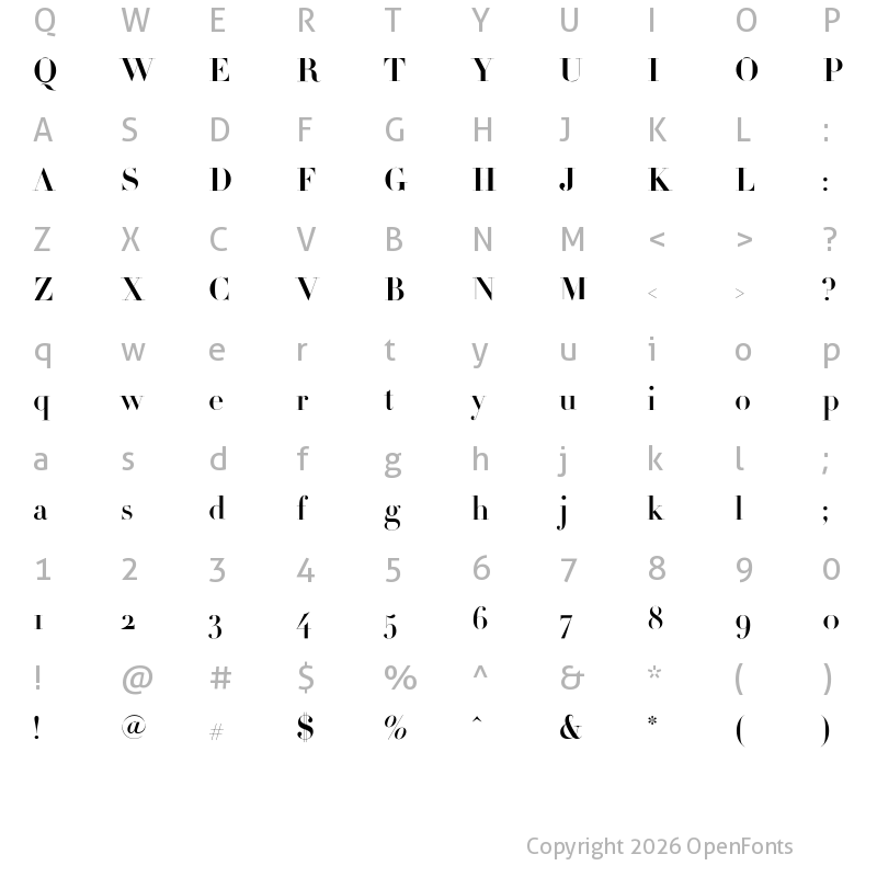 Character Map of Didot Bold