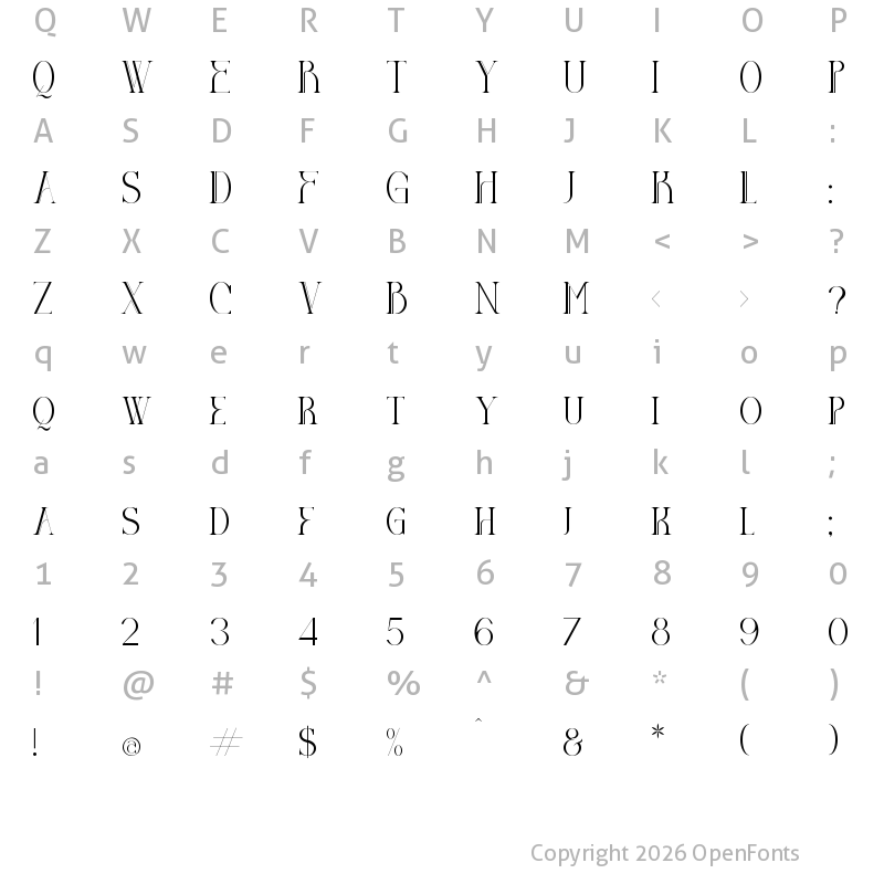 Character Map of DIEGO Regular