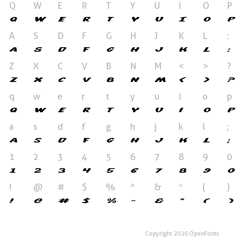 Character Map of DiegoCon DiegoCon Italic