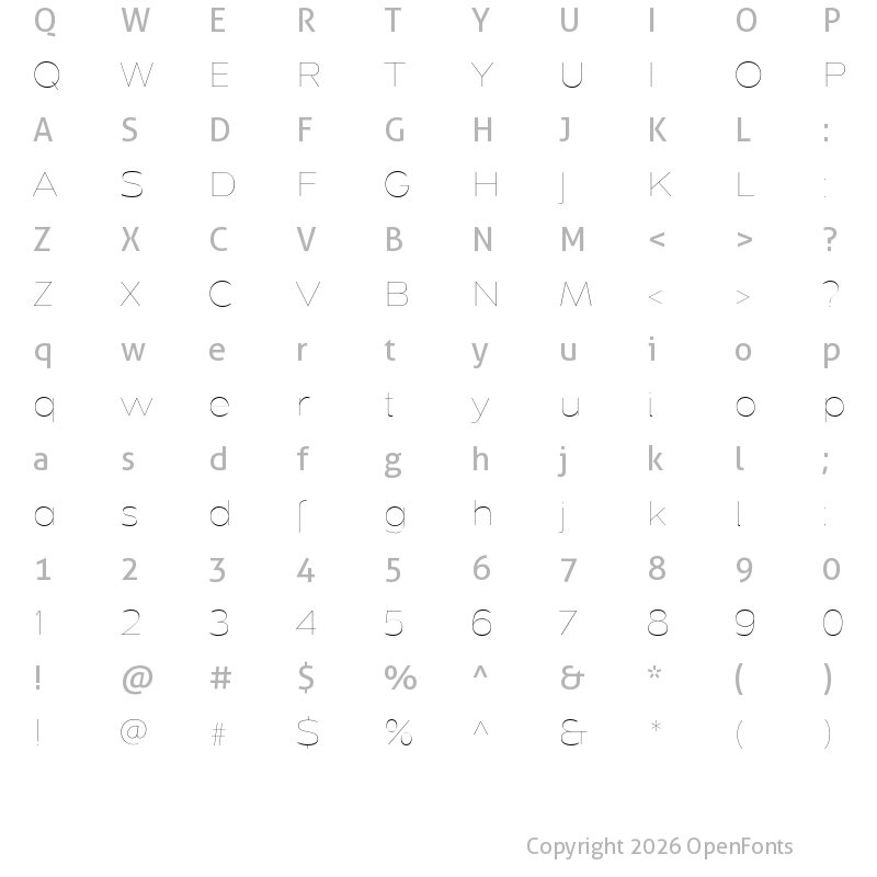Character Map of Dienstag Hairline