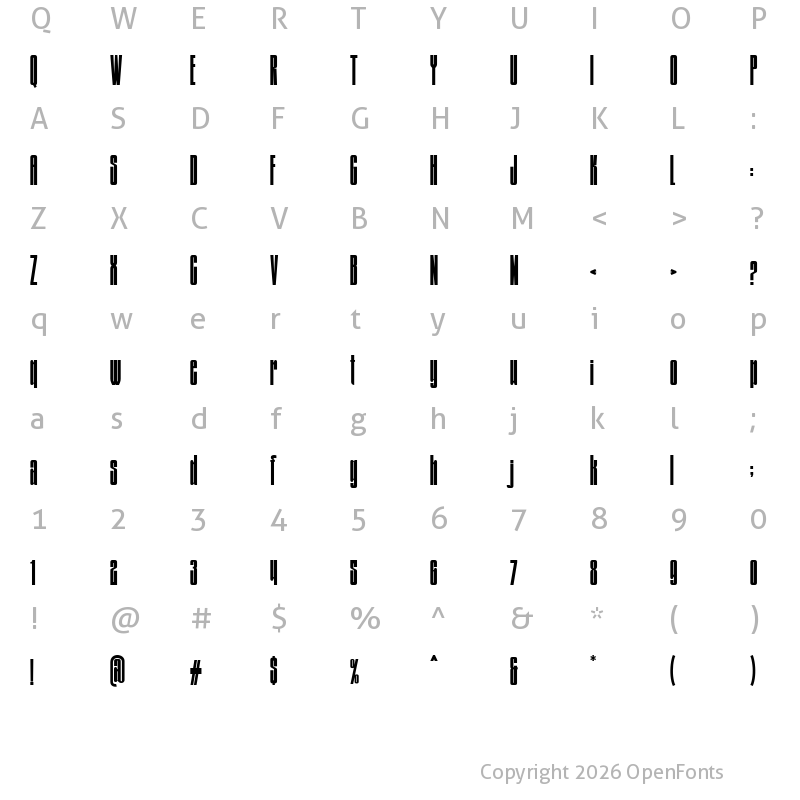Character Map of Differin Elegant Regular