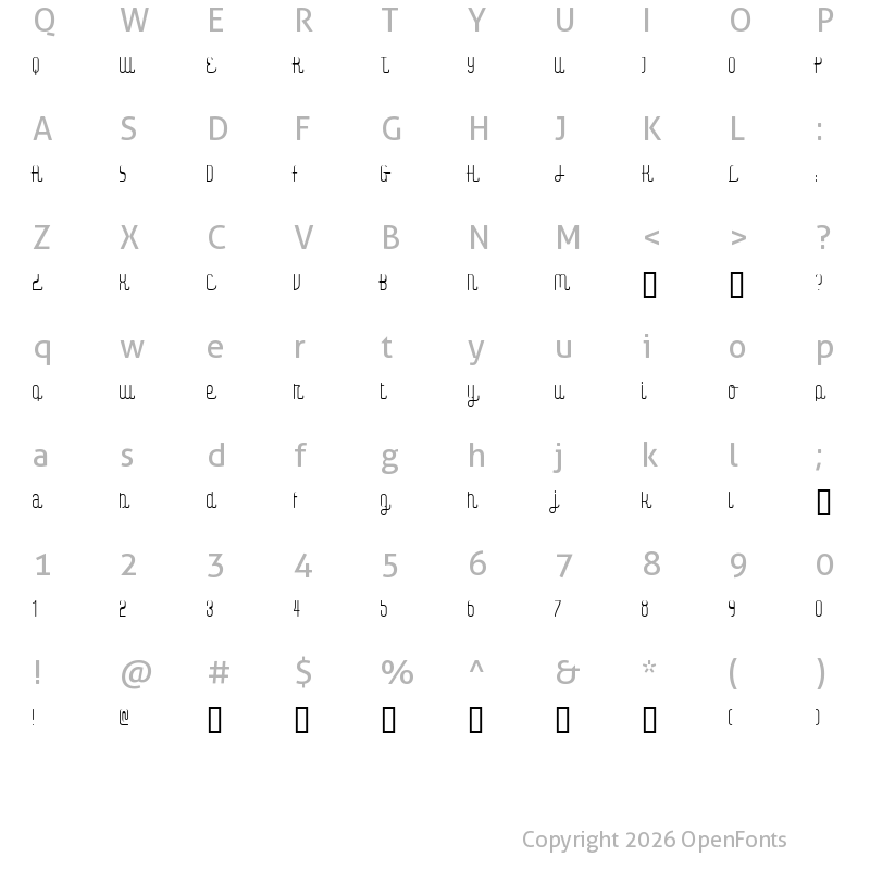 Character Map of Digital Kauno Regular